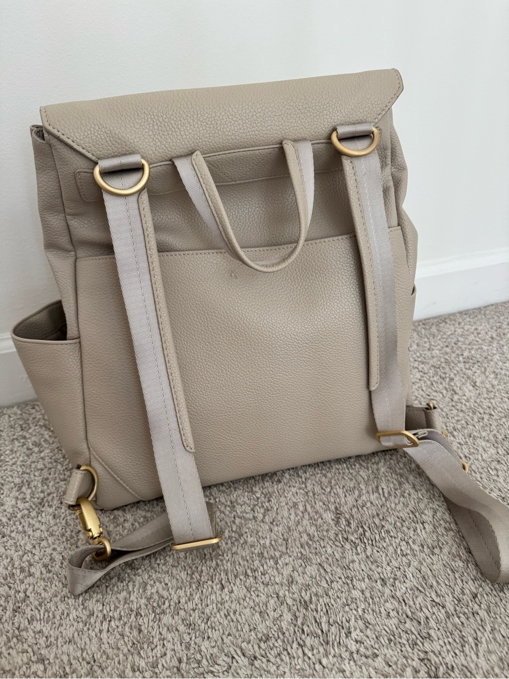 Freshly Picked Leather Diaper Bag - Taupe - Picture 2 of 7